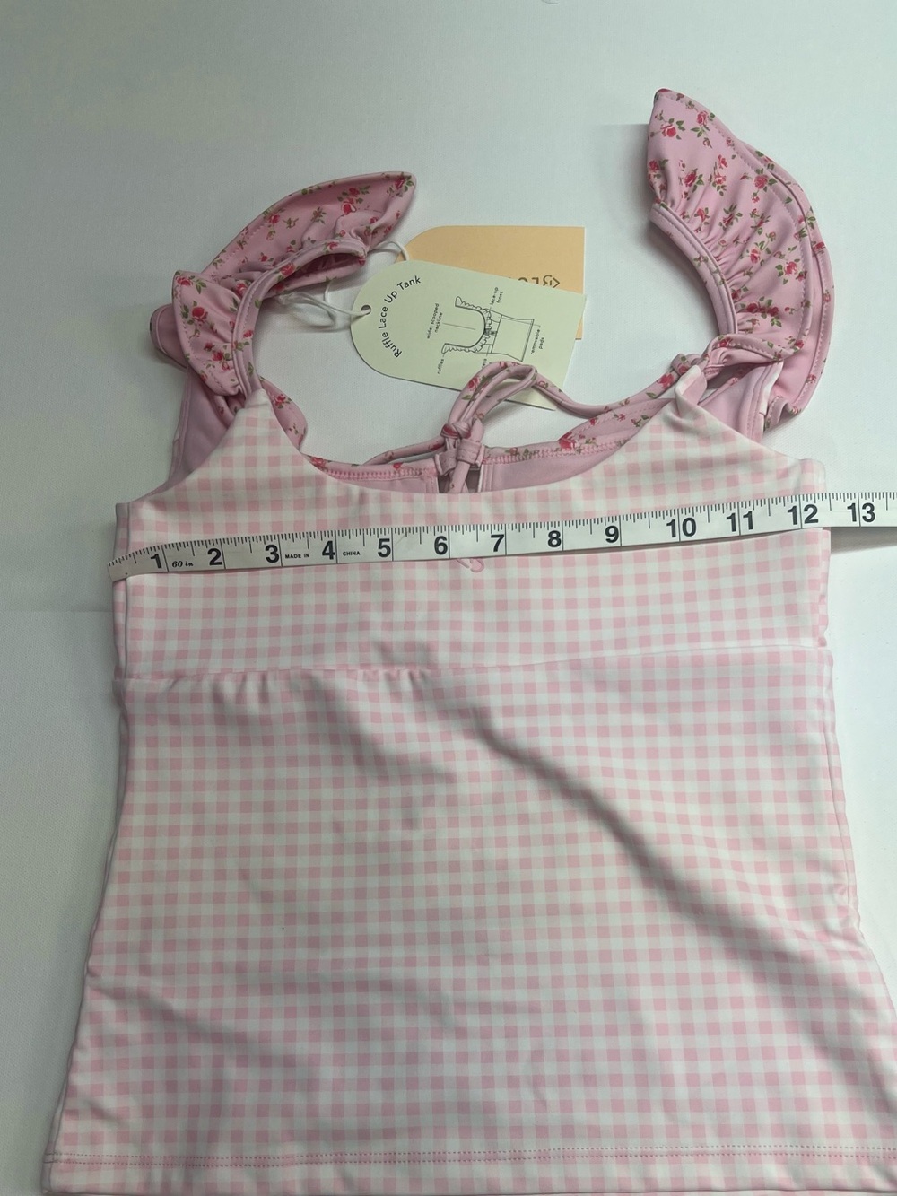 Blogilates Ruffle Lace-Up Tank – Pink Gingham - Picture 5 of 6
